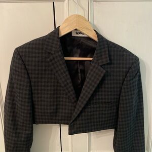 Free People Black Checkered Women's Blazer